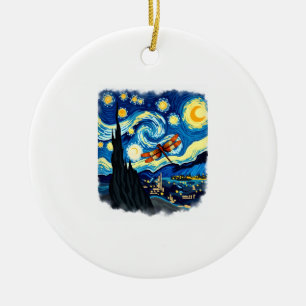 Künstlerisches Libellen-Shirt Van Gogh Sternennach Keramik Ornament