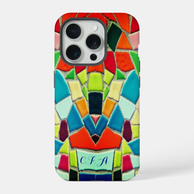 Künstlerisches Mosaik iPhone 15 Pro Hülle (Rückseite)