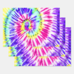 Künstlerisches Neon-Regenbogen-Gefärbte Krawatte W Geschenkpapier Set