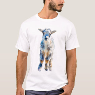 Künstlerisches Pastellblau- und Gold-Lammporträt M T-Shirt