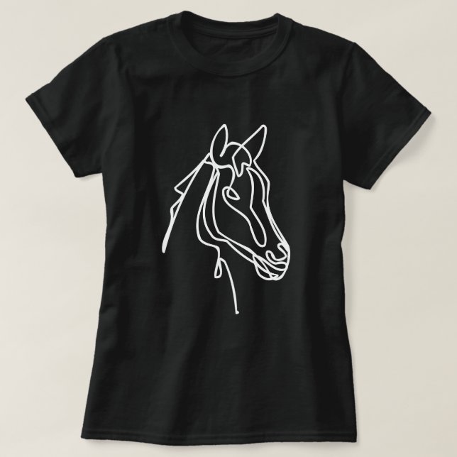 Künstlerisches Pferd zeichne schwarz auf Shirt für (Design vorne)