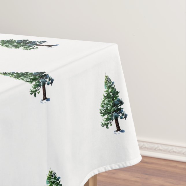 Künstlerisches Pine Tree Wasserfarbenes Muster Wei Tischdecke (Beispiel)
