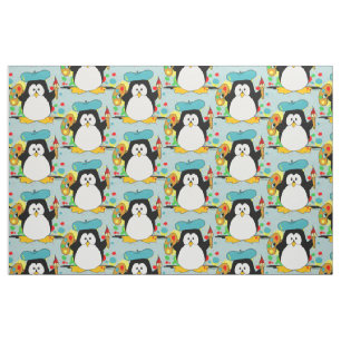 Künstlerisches Pinguin-Maler-Grafik-Muster Stoff