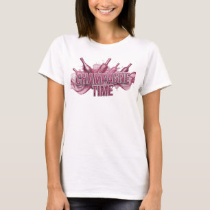 Künstlerisches Pink CHAMPAGNER-ZEIT Grafik-T-Shirt T-Shirt