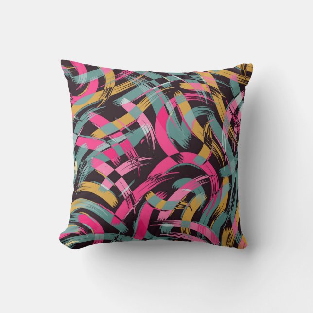 Künstlerisches Pinselstrichmuster Kissen (Vorderseite)