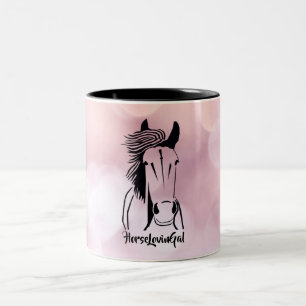 Künstlerisches Rosa Pferd Liebende Mädchen Tasse