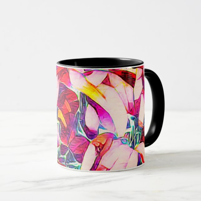 Künstlerisches Rot, Lila und Rose Tasse (VorderseiteRechts)