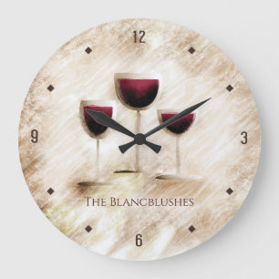 Künstlerisches Rotwein-Trio Gourmetküche Große Wanduhr