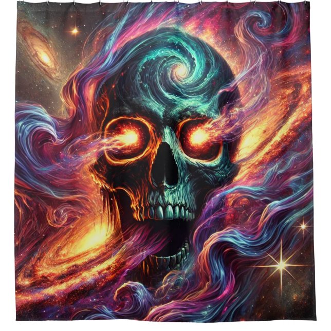 Künstlerisches Schädeldesign Duschvorhang (Vorderseite)