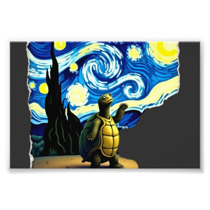Künstlerisches Schildkröten-Shirt Sternennacht-Sch Fotodruck