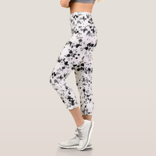 Künstlerisches Schwarz-Weiß-Farbmuster des Sprit Capri Leggings