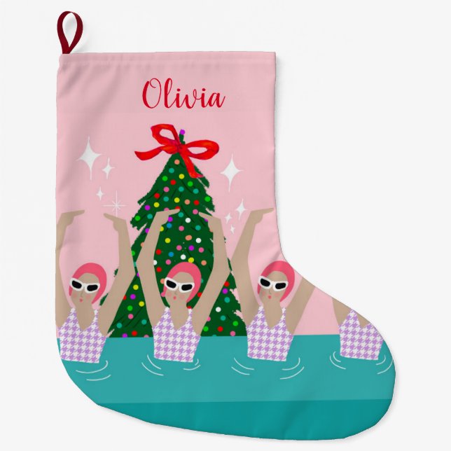 Künstlerisches Schwimmen Illustration Schwimmen Großer Weihnachtsstrumpf (Vorderseite)