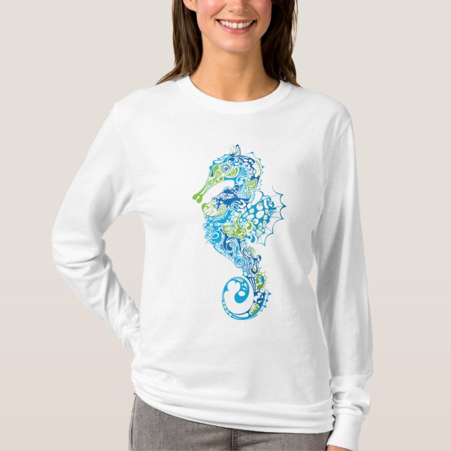 Künstlerisches Seepferd T-Shirt (Vorderseite)