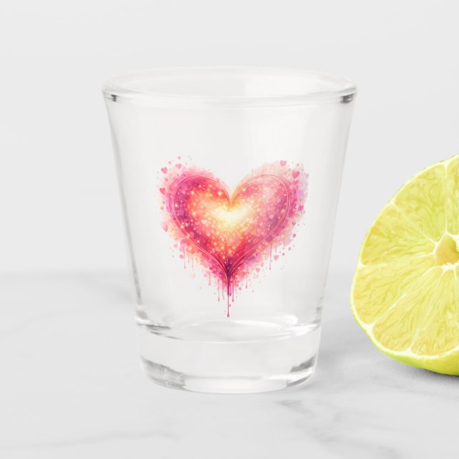 Künstlerisches Shotglas Herz Schnapsglas (Vorderseite)