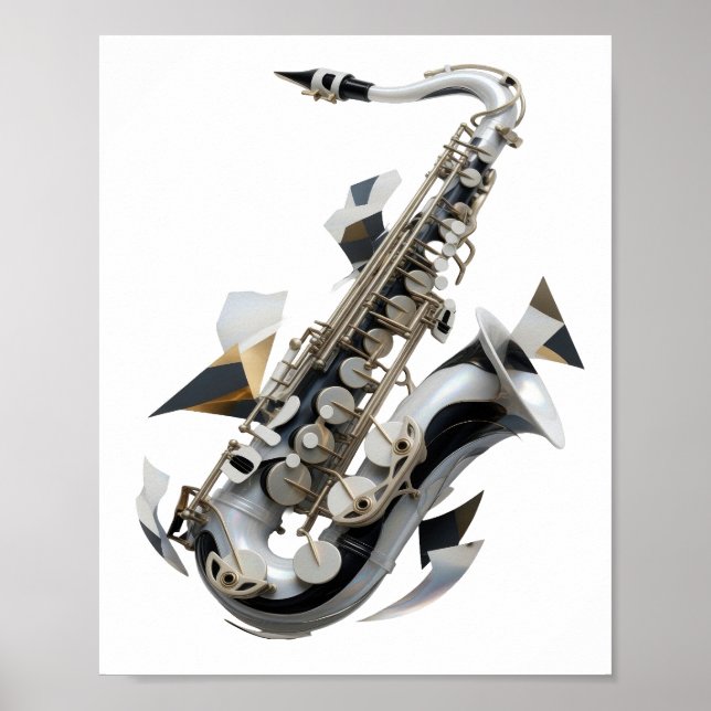 Künstlerisches Silber ABSTRACT ART Design Poster (Vorne)