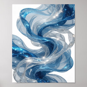 Künstlerisches Silber BLUE STARS Maßdesign Poster