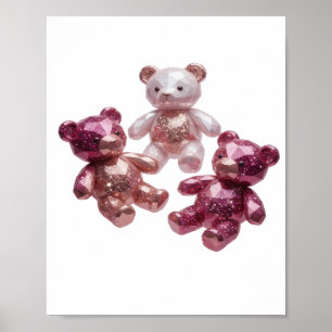 Künstlerisches Silber DREI GLITZERNDE TÄSCHEN 3D-T Poster