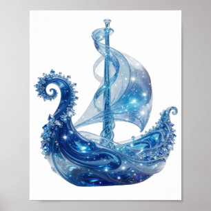 Künstlerisches Silber EISKRISTALLSCHIFF Poster