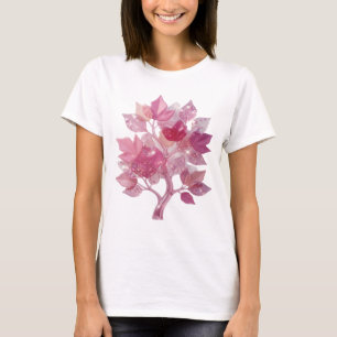 Künstlerisches Silber PINK LEAF TREE Slogan T-Shir T-Shirt