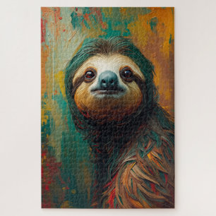 Künstlerisches Sloth Portrait Vibranit Ölgemälde