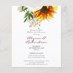 Künstlerisches Sonnenblumenessen Probe Abendessen Flyer