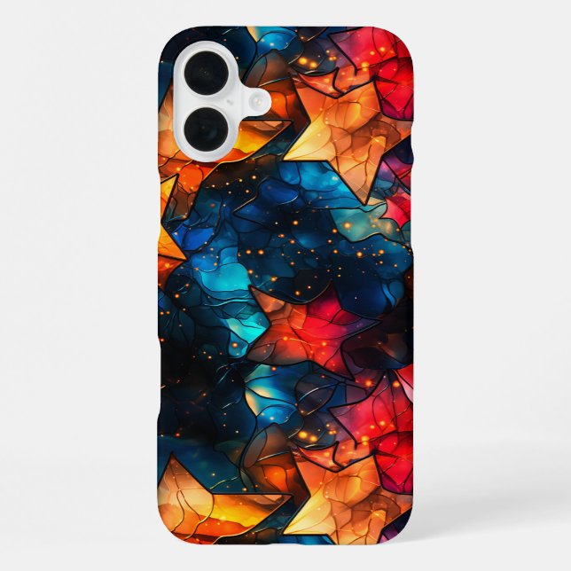 Künstlerisches Sternmuster iPhone 16 Plus Hülle (Rückseite)