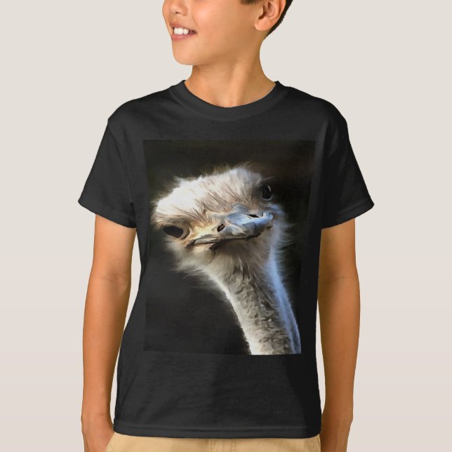 Künstlerisches Straußenportrait mit goofy expressi T-Shirt (Vorderseite)