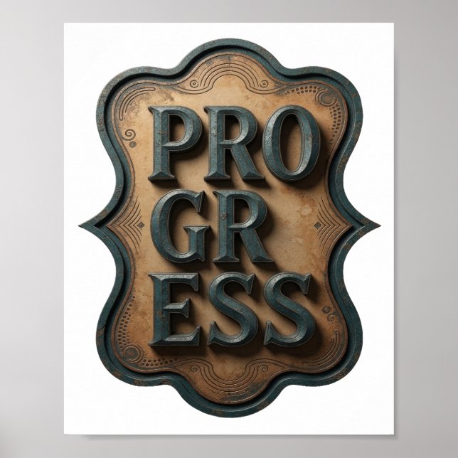 Künstlerisches Türkis PROGRESS Druck Poster (Vorne)