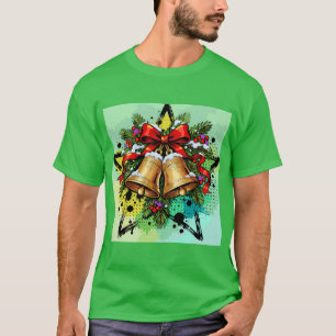 Künstlerisches Vintage-Weihnachtsglocken-Grafik T-Shirt