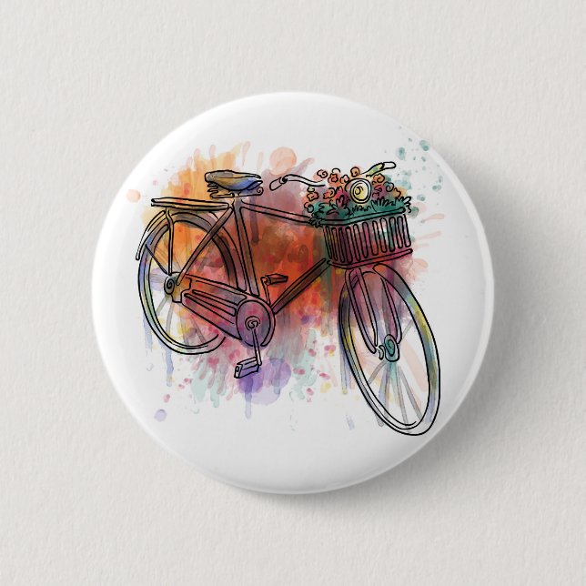 Künstlerisches Vintages Fahrrad Button (Vorderseite)