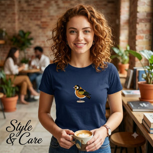 Künstlerisches Vogelskizzen-Mark-Navy-Mädchen-T-Sh T-Shirt