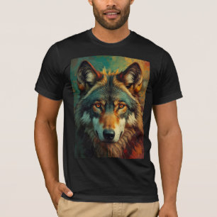 Künstlerisches Wolf-Portrait - lebhaftes T-Shirt z