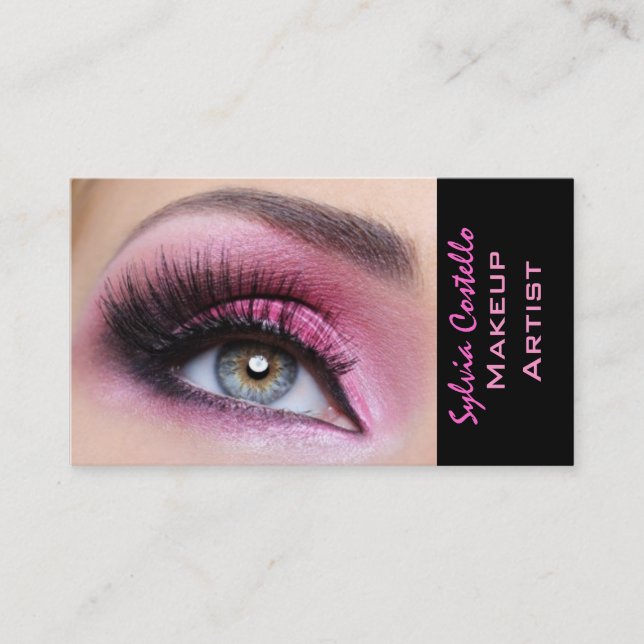 Künstlerkarte eyemakeup Peitschen der rosa Visitenkarte (Vorderseite)