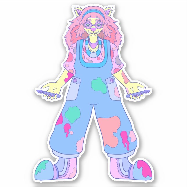 Künstlerkatze Aufkleber (Vorderseite)