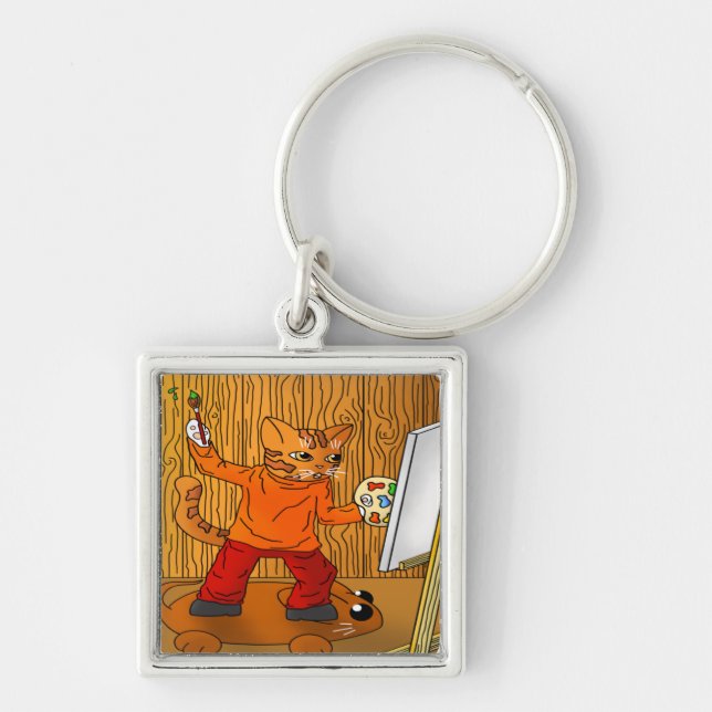 Künstlerkatze Schlüsselanhänger (Vorne)