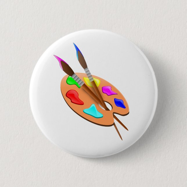 Künstlerpalette und Pinsel Button (Vorderseite)