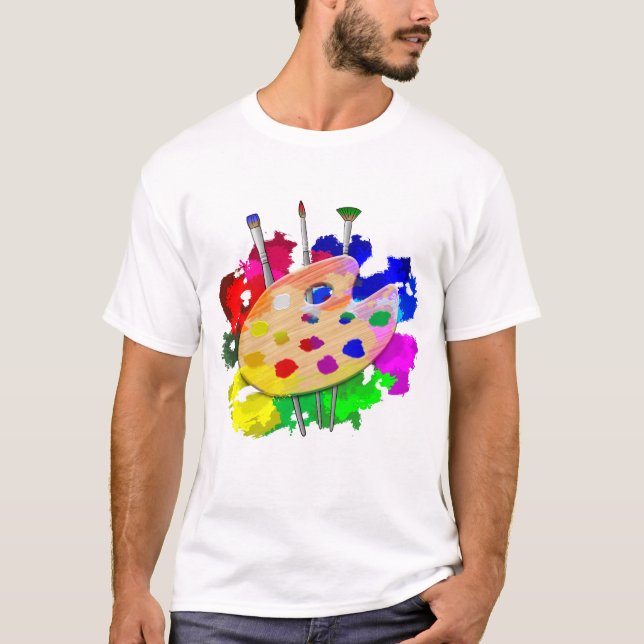 Künstlerpalette und Pinsel T-Shirt (Vorderseite)