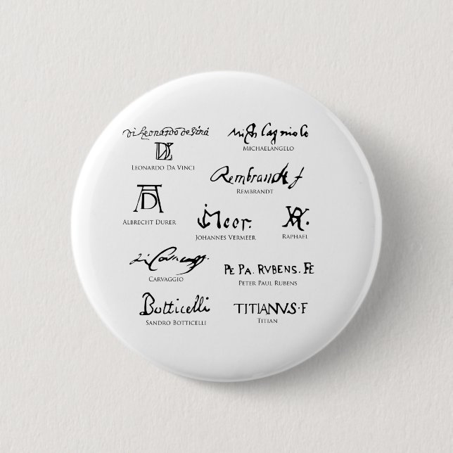 Künstlersignaturen-Nr. 5-Klassische Künstler Button (Vorderseite)