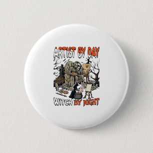 Künstlertag Hexennacht Halloween Skelett Maler Button