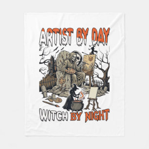 Künstlertag Hexennacht Halloween Skelettmaler Fleecedecke