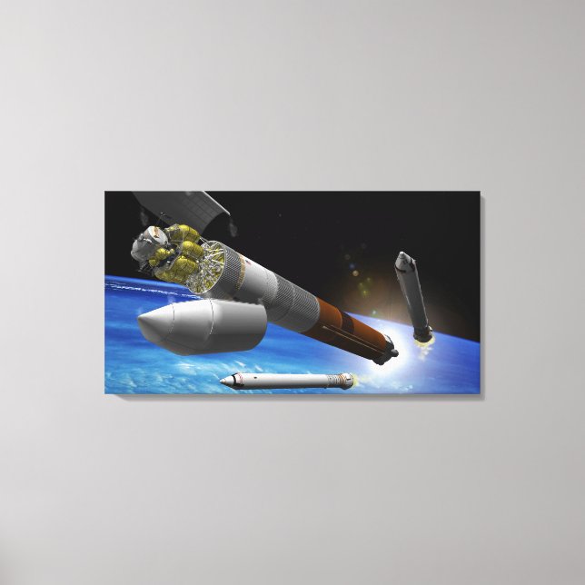 Künstlerwiedergabe einer Heavy-Lift-Rakete Leinwanddruck (Vorderseite)