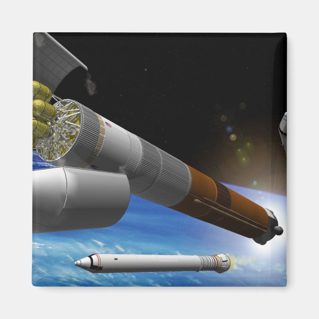 Künstlerwiedergabe einer Heavy-Lift-Rakete Magnet (Vorne)