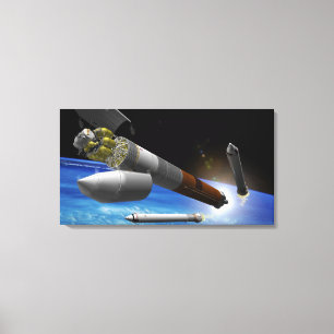 Künstlerwiedergabe einer Schweraufzug Rakete Leinwanddruck
