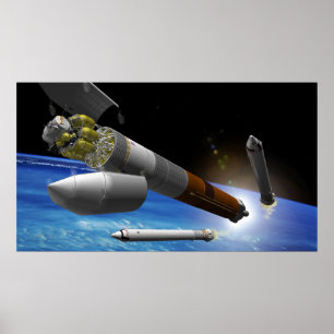 Künstlerwiedergabe einer Schweraufzug Rakete Poster