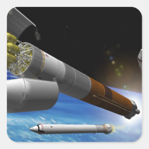 Künstlerwiedergabe einer Schweraufzug Rakete Quadratischer Aufkleber