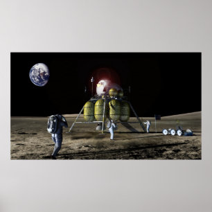 Künstlerwiedergabe eines neuen Raumschiffes zum Poster