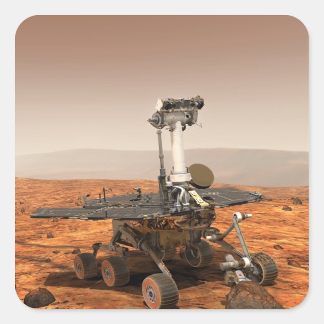 Künstlerwiedergabe von Mars Rover Quadratischer Aufkleber (Vorderseite)