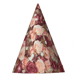 Künstliche Blume, schöner Stoffuntergrund. Partyhütchen