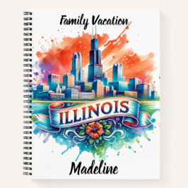 Künstliche Darstellung der Skyline von Illinois Notizbuch