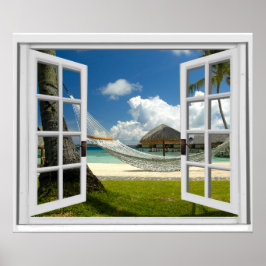 Künstliche Fensteransicht des tropischen Imitats Poster